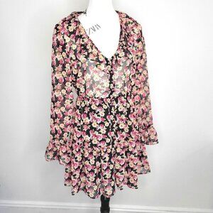 NEW - Zara Floral Chiffon Full Sleeve Dress Women Size Small